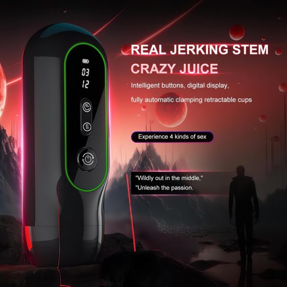 Leopard - masturbador vibratório vai e vem - preto