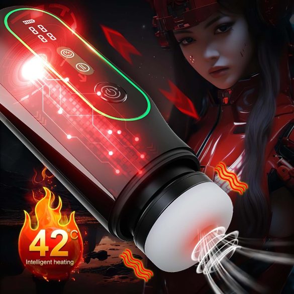 Leopard - masturbador vibratório vai e vem - preto