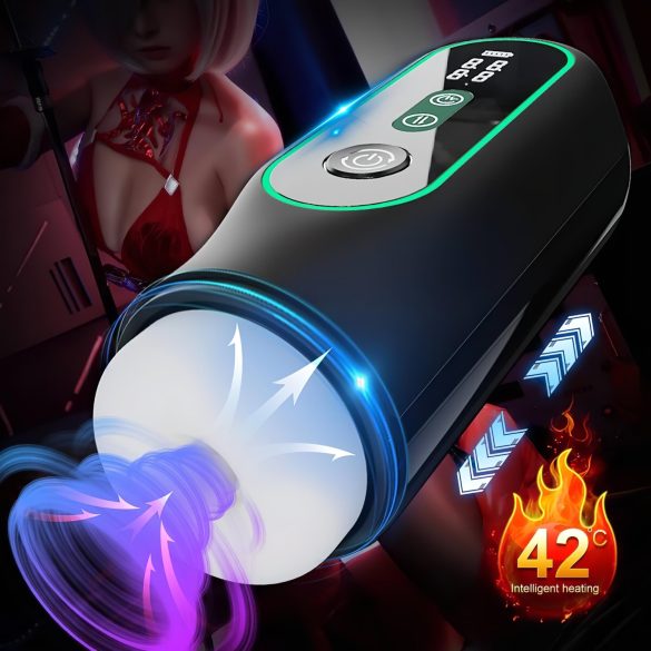 Leopard - masturbador vibratório vai e vem - preto