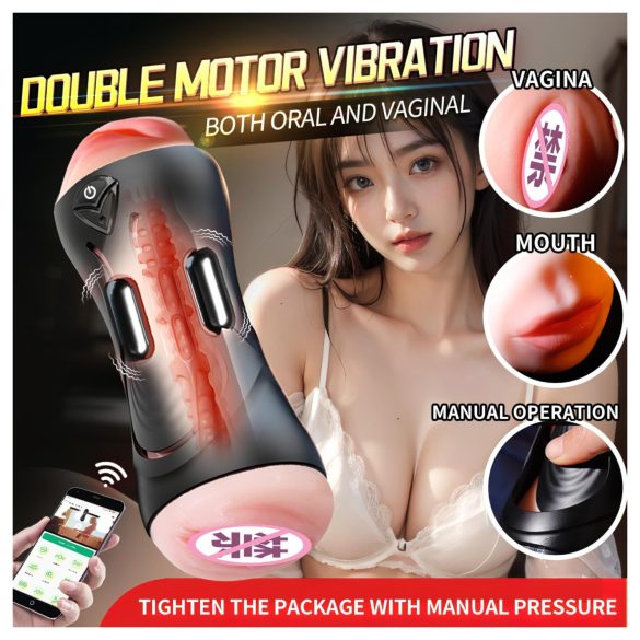 Leopard - vibrador masculino boca e vagina artificial - cor natural