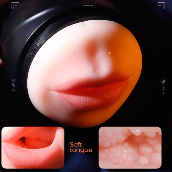 Leopard - vibrador masculino boca e vagina artificial - cor natural