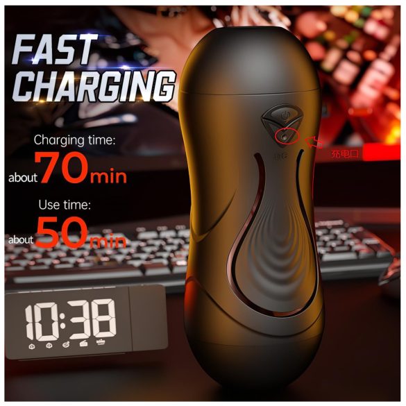 Leopard - vibrador masculino boca e vagina artificial - cor natural