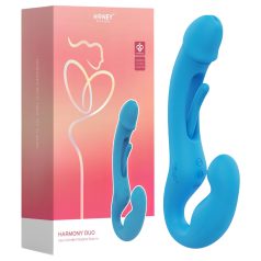   Honey Play Box Harmony Duo - vibrador strap-on com língua vibratória azul