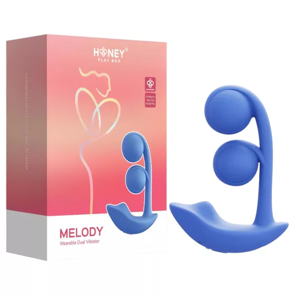 Honey Play Box Melody - vibrador 2 em 1 com contas inteligente - silicone azul
