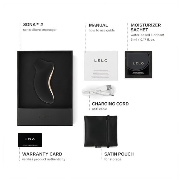 LELO Sona 2 - vibrador clitóris sucção - silicone preto