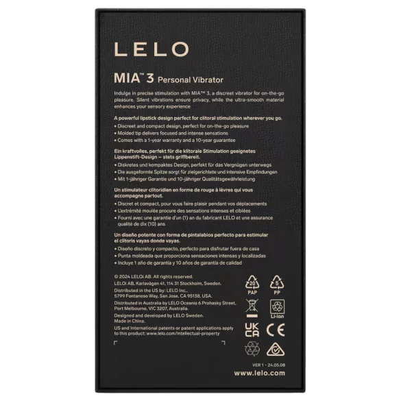 LELO Mia 3 - vibrador formato batom portátil - silicone rosa