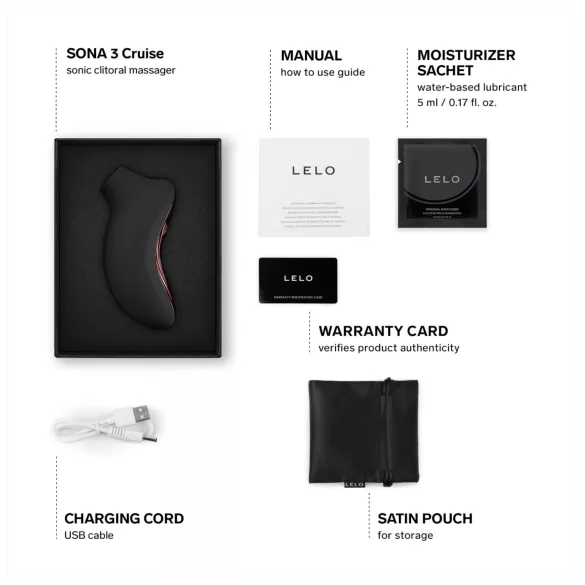 LELO Sona 3 Cruise - vibrador clitóris sucção ondas sonoras - silicone preto