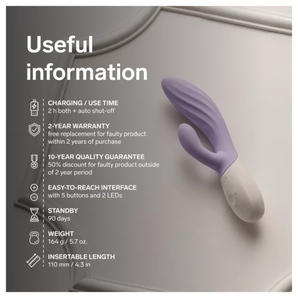 LELO INA Twist — vibrador para o ponto G estilo coelhinho, com braço clitoriano (roxo)
