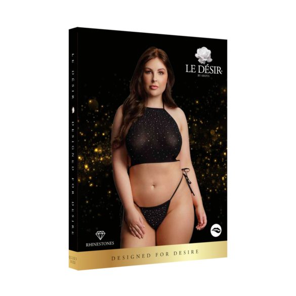Le Désir Plus Size - conjunto sexy com strass - preto (XL-3XL)