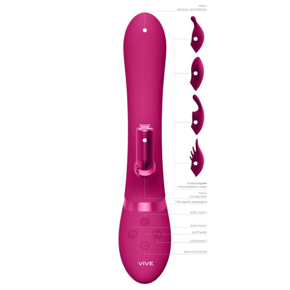 Vive Chou - vibrador clitóris recarregável com cabeças intercambiáveis