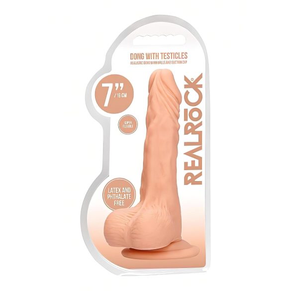 RealRock - dildo realístico com escroto 17cm - cor natural