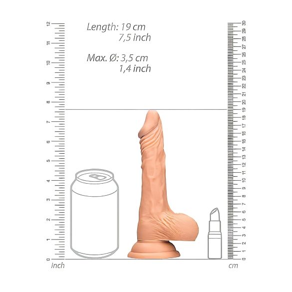 RealRock - dildo realístico com escroto 17cm - cor natural