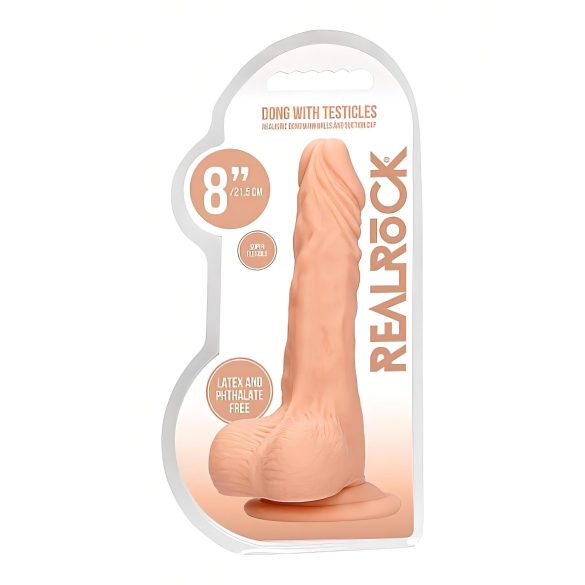 RealRock - dildo realista com escroto - 20cm - cor natural