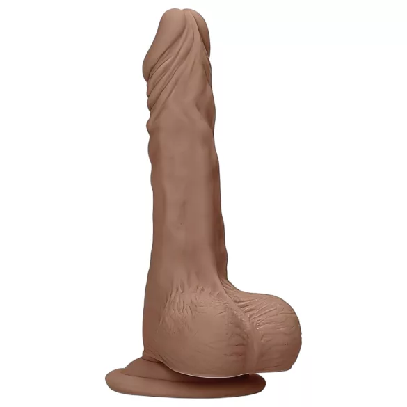 RealRock - dildo realístico com escroto 25cm - cor pele escura