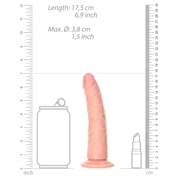 RealRock Slim - dildo realístico - 15,5cm - cor natural