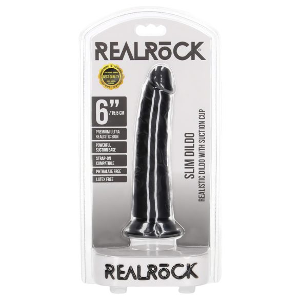 RealRock - dildo realístico slim - 15,5cm - preto