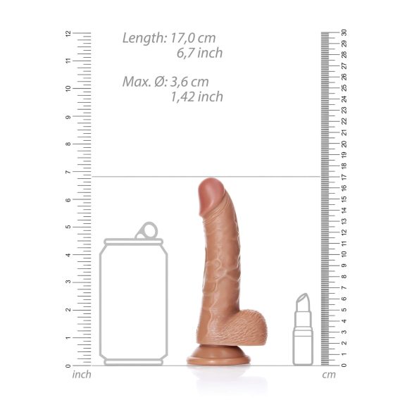 RealRock - dildo com ventosa e testículos - 15,5cm - pele escura