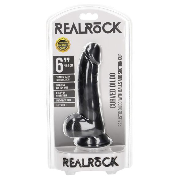 RealRock - dildo realístico com ventosa - 15,5cm - preto