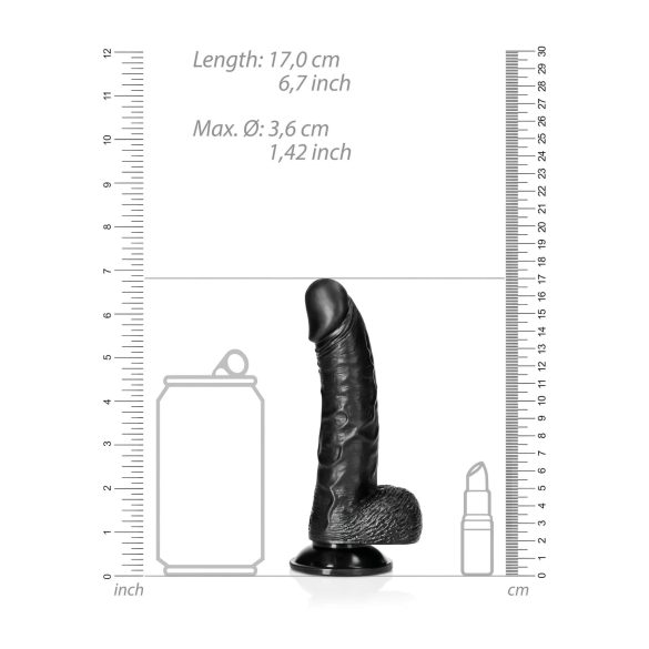 RealRock - dildo realístico com ventosa - 15,5cm - preto
