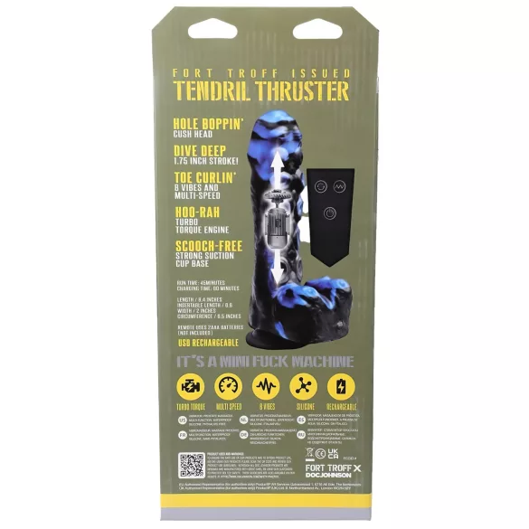 Doc Johnson - vibrador empurrador com controle remoto - pequeno - azul