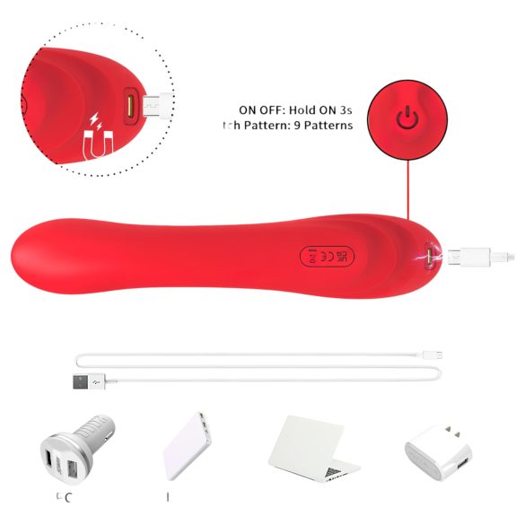 Bestoy - vibrador ponto G com língua - silicone vermelho