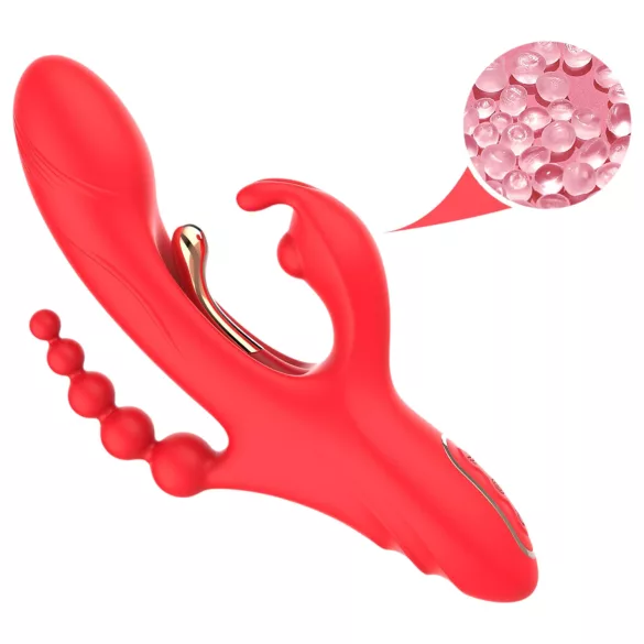 Bestoy - vibrador triplo com língua - silicone vermelho
