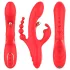 Bestoy - vibrador triplo com língua - silicone vermelho