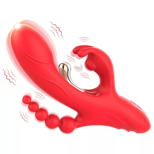 Bestoy - vibrador triplo com língua - silicone vermelho