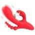 Bestoy - vibrador triplo com língua - silicone vermelho