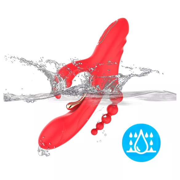 Bestoy - vibrador triplo com língua - silicone vermelho