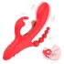 Bestoy - vibrador triplo com língua - silicone vermelho
