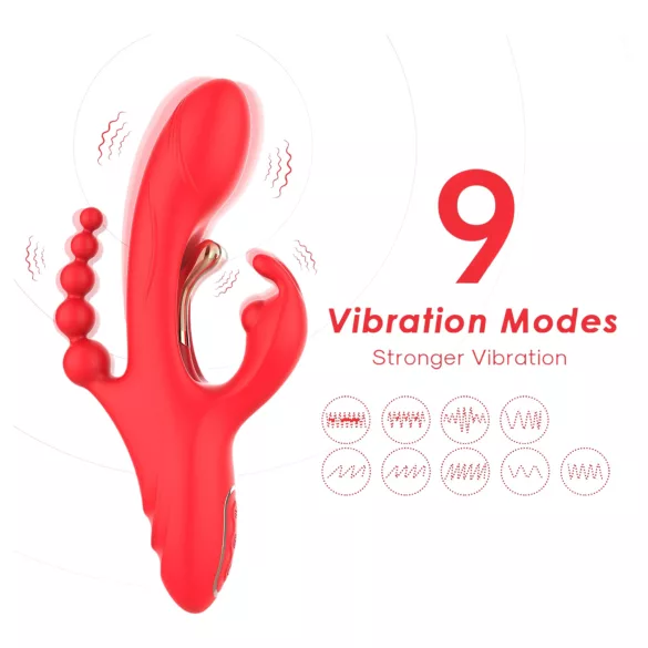 Bestoy - vibrador triplo com língua - silicone vermelho