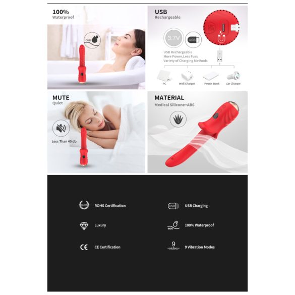 Bestoy - vibrador ponto G à prova d'água - vermelho