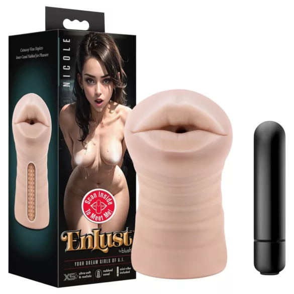 Enlust Nicole - masturbador oral vibratório masculino - realista - cor natural