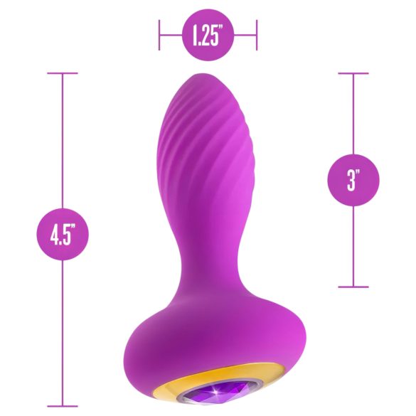 Oh My Gem - plug anal vibratório com pedra - silicone roxo