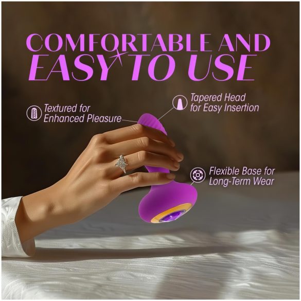 Oh My Gem - plug anal vibratório com pedra - silicone roxo