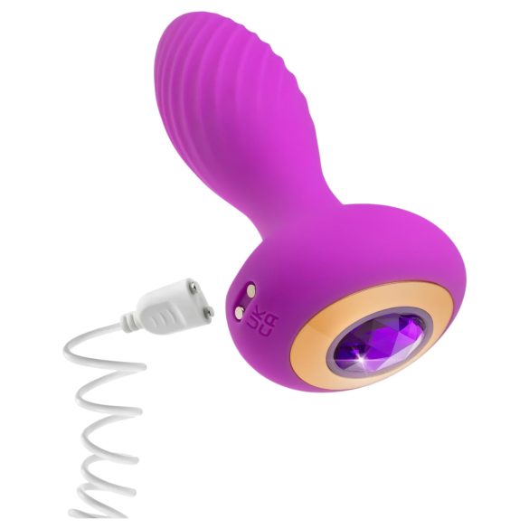 Oh My Gem - plug anal vibratório com pedra - silicone roxo