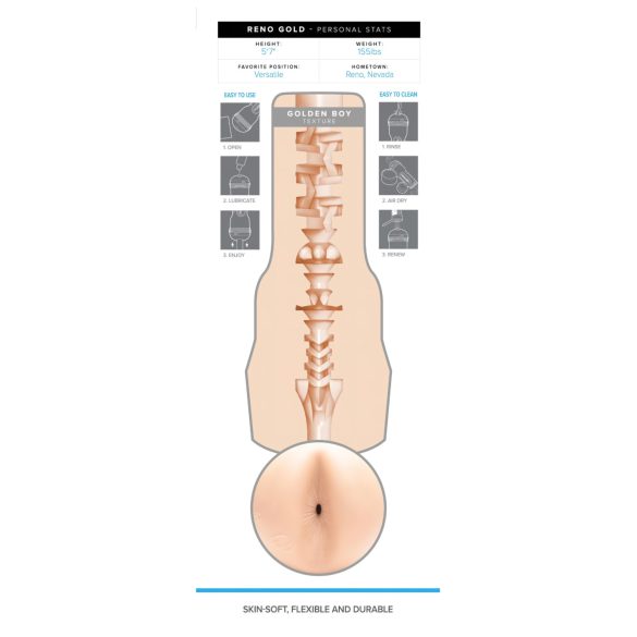 Fleshjack Reno Gold - masturbador realista ânus masculino - cor natural