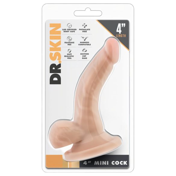 Dr. Skin 4 - dildo realístico com ventosa e escroto - cor natural 12cm