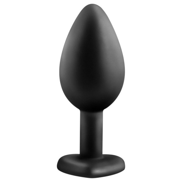 Temptasia S - plug anal coração com pedra prata - silicone preto pequeno