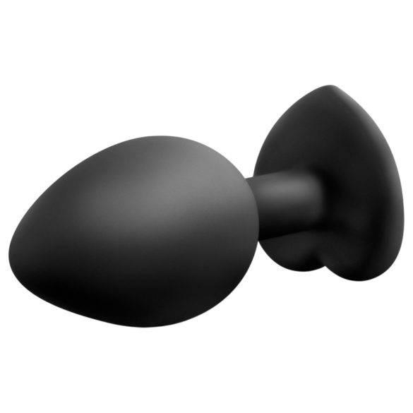 Temptasia S - plug anal coração com pedra prata - silicone preto pequeno