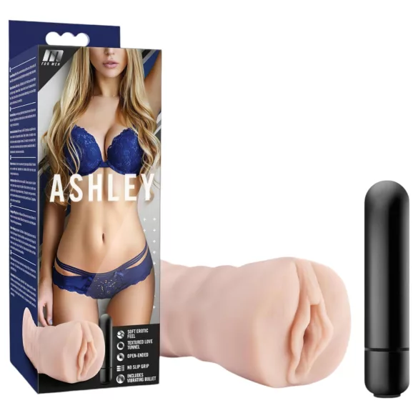 M for Men Ashley - masturbador masculino vibratório - cor natural