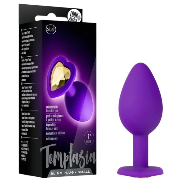 Temptasia S - plug anal coração com pedra dourada - pequeno - roxo