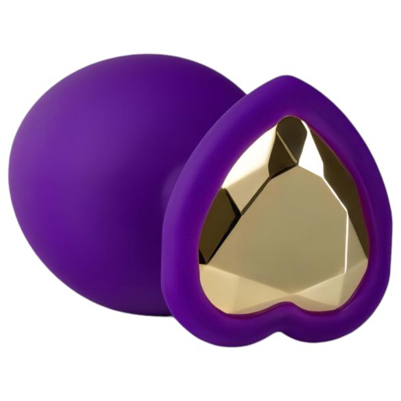 Temptasia S - plug anal coração com pedra dourada - pequeno - roxo
