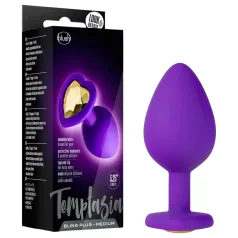   Temptasia M - plug anal coração com pedra dourada - silicone lilás médio