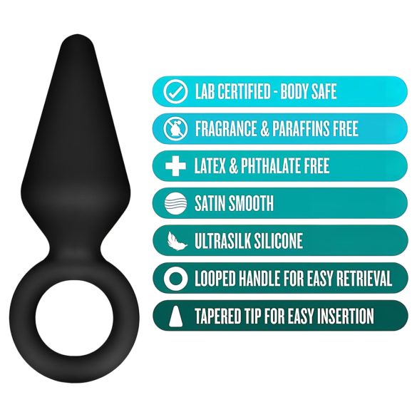 Anal Adventures Platinum - plug anal pequeno - silicone preto