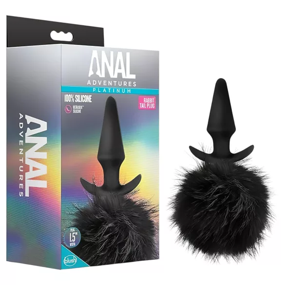 Anal Adventures Platinum - plug anal com cauda de coelho - preto