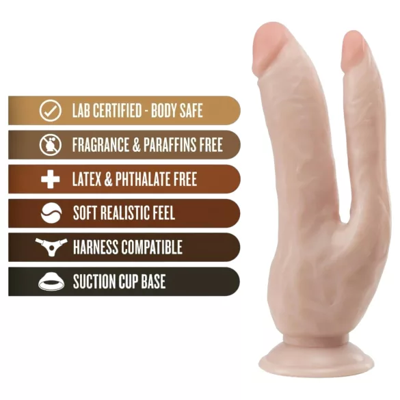 Dr. Skin 8 - dildo duplo com ventosa - cor natural