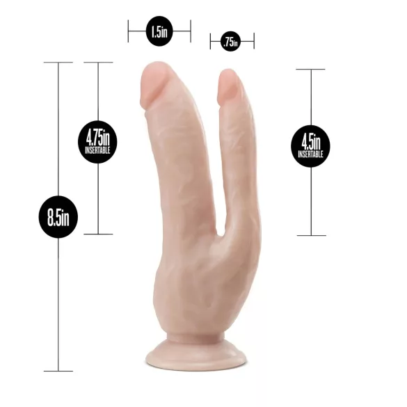 Dr. Skin 8 - dildo duplo com ventosa - cor natural