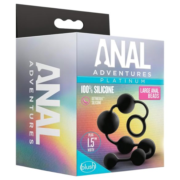 Anal Adventures - plug anal texturizado com pérolas - silicone preto